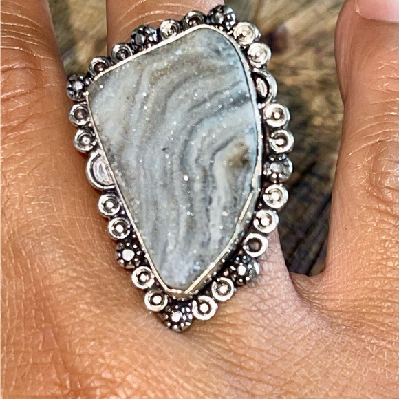 Dessert Gray Drusy Ring Size 7 - Picture 4 of 7